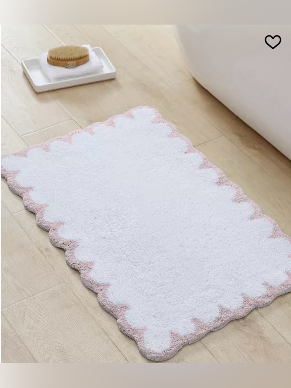 Peri Home Scallop Bath Rugs 20x30 Soft Cotton Blush/ White Bathroom Mat Set Of 2